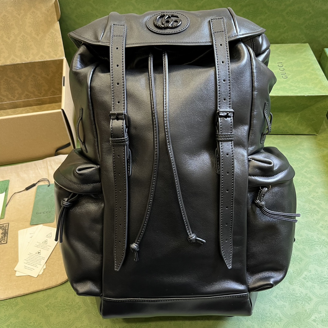 G*u*i unisex gg backpack tonal double g original gg canvas black leather