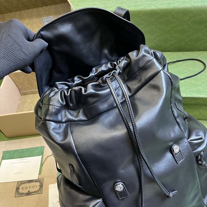 G*u*i unisex gg backpack tonal double g original gg canvas black leather