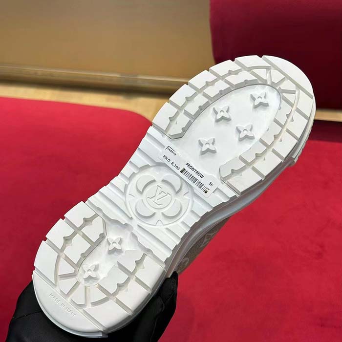 Louis Vuitton Women LV Squad Sneaker Boot Beige Monogram Denim Circle Double Laces