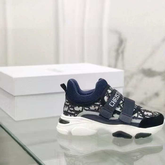 Dior Unisex CD D-Wander Sneaker Deep Blue Dior Oblique Technical Fabric