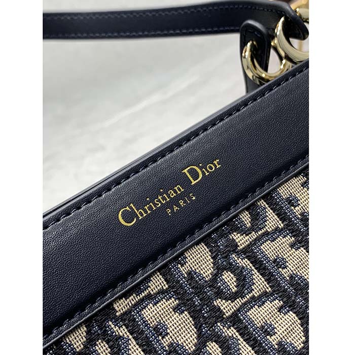 Dior Women CD Medium Dior Key Bag Blue Dior Oblique Jacquard