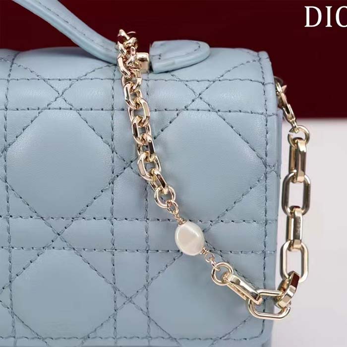 Dior Women CD Miss Dior Mini Bag Cloud Blue Cannage Lambskin