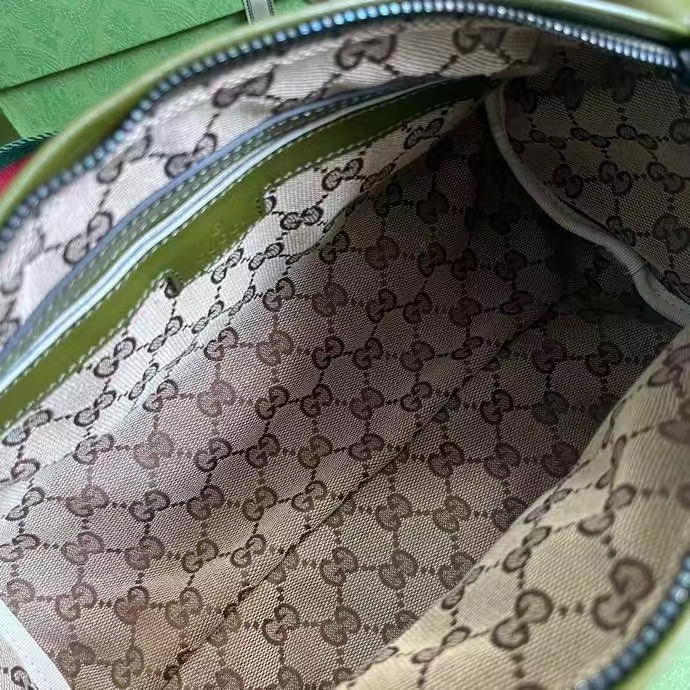 G*u*i gg unisex small duffle bag tonal double g forest green leather