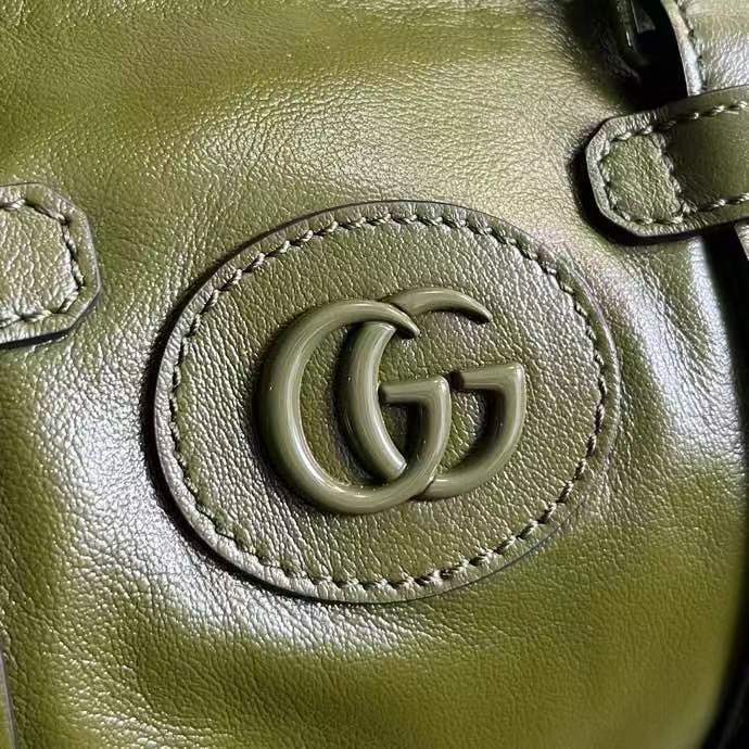 G*u*i gg unisex small duffle bag tonal double g forest green leather