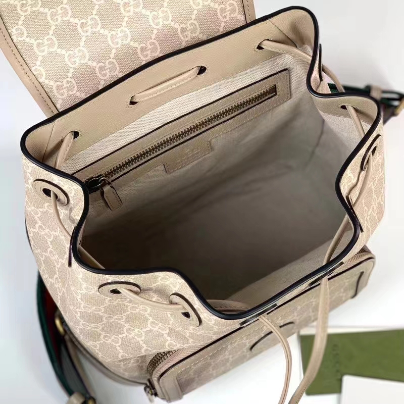 G*u*i unisex backpack interlocking g beige white gg supreme canvas