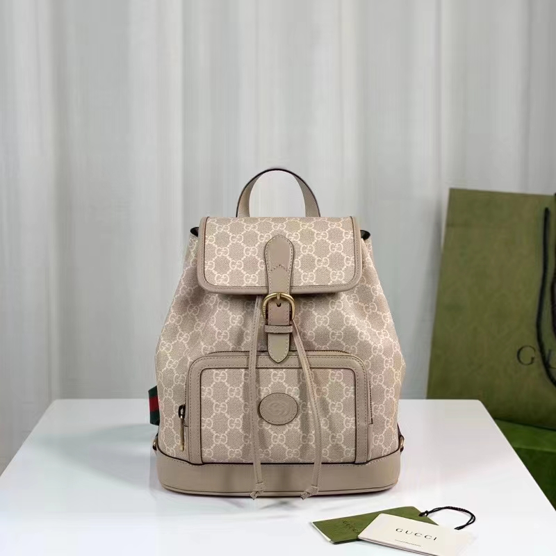 G*u*i unisex backpack interlocking g beige white gg supreme canvas