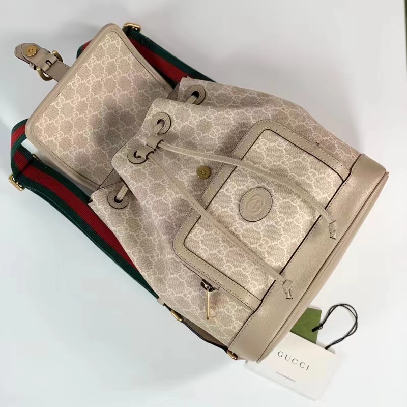 G*u*i unisex backpack interlocking g beige white gg supreme canvas