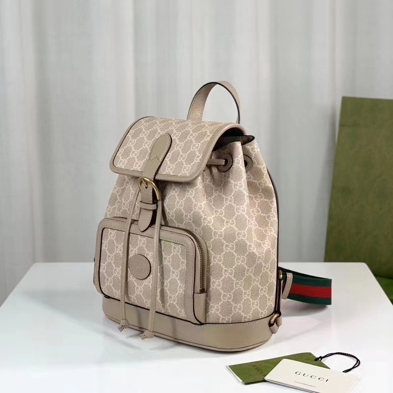 G*u*i unisex backpack interlocking g beige white gg supreme canvas