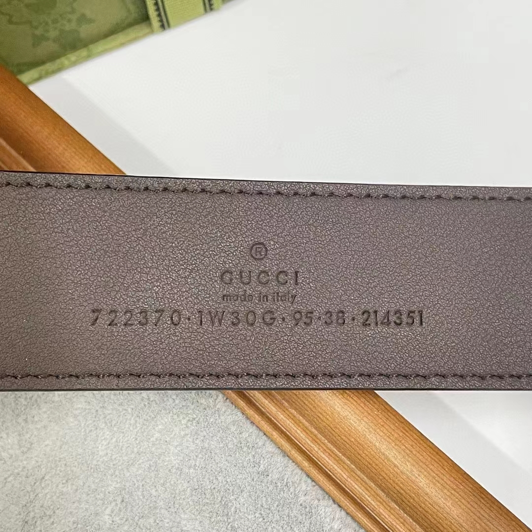 G*u*i unisex belt rectangular buckle beige ebony gg supreme canvas 3.6 cm width