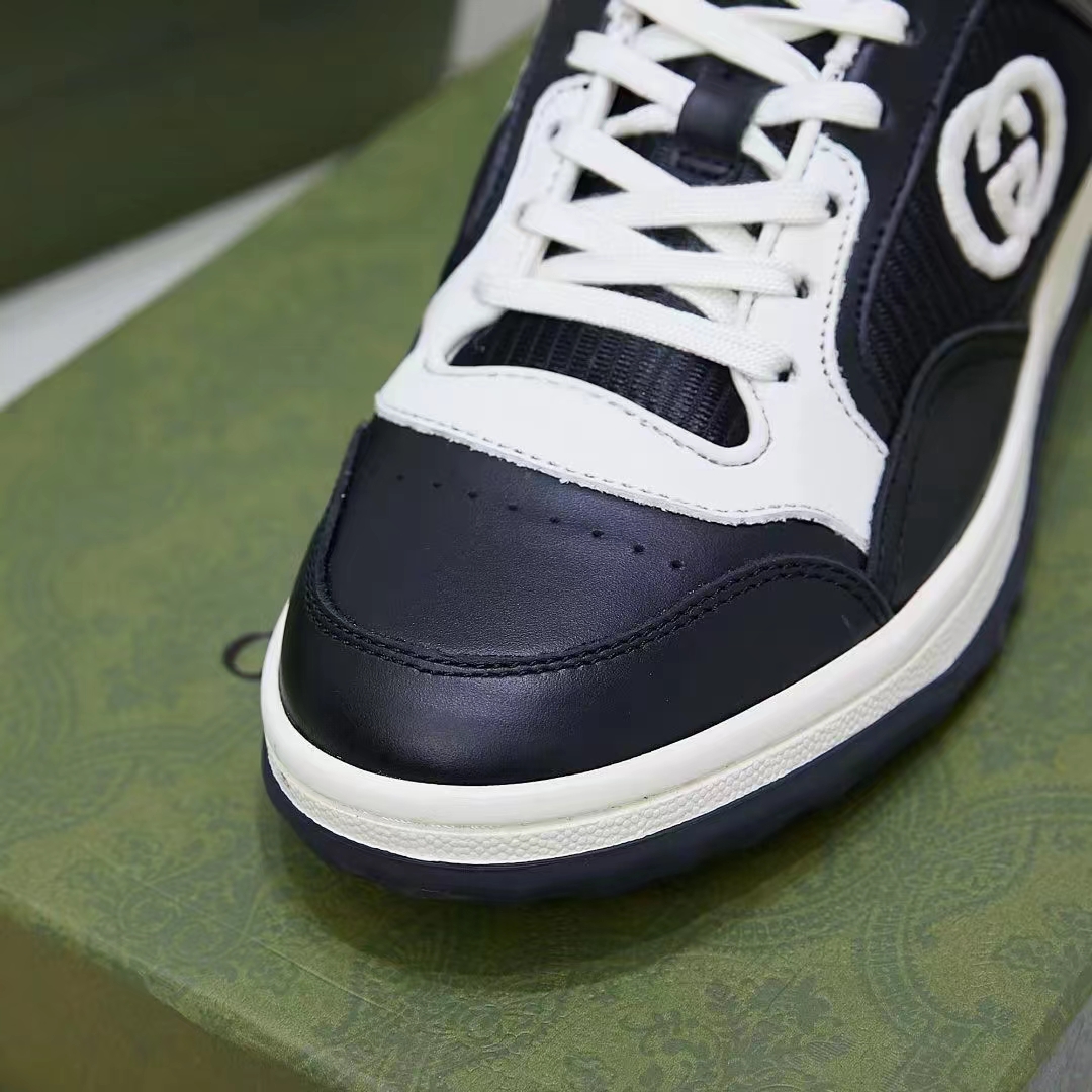 G*u*i unisex gg mac80 sneaker black white leather round toe rubber flat