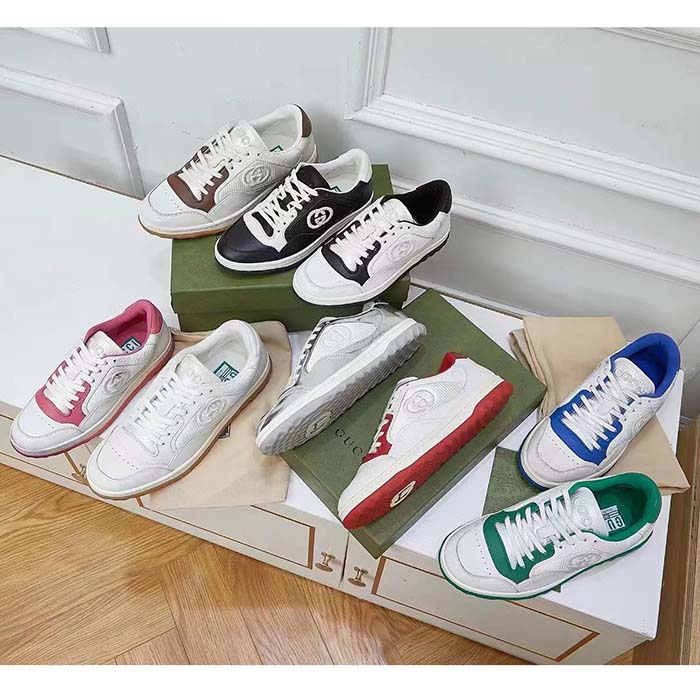 G*u*i unisex gg mac80 sneaker off white black leather round toe rubber flat