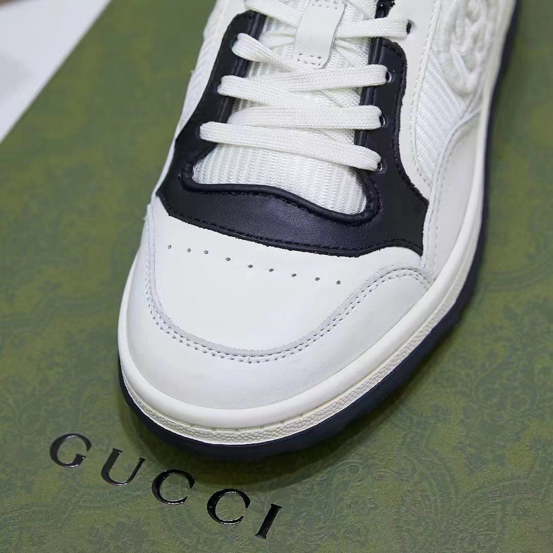G*u*i unisex gg mac80 sneaker off white black leather round toe rubber flat