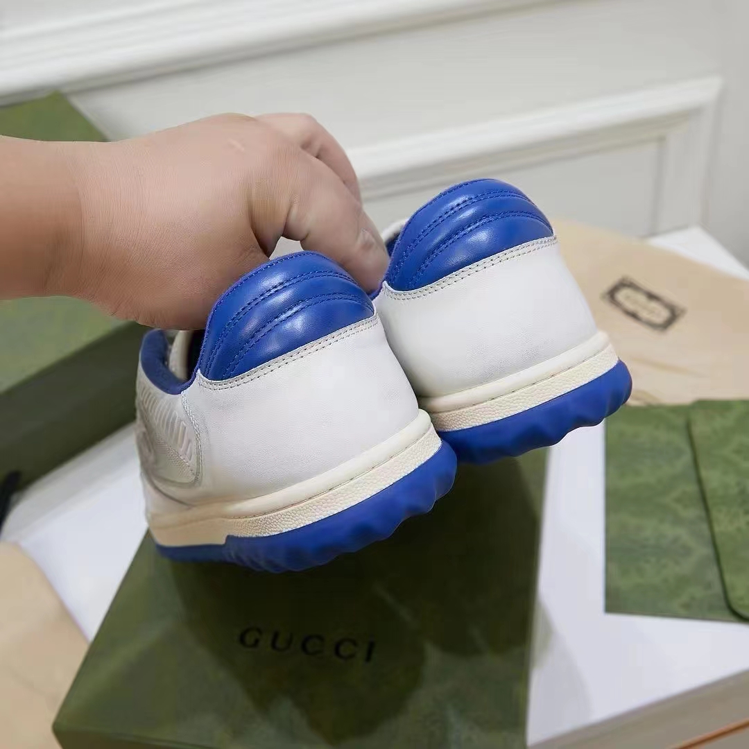 G*u*i unisex gg mac80 sneaker off white blue leather round toe rubber flat
