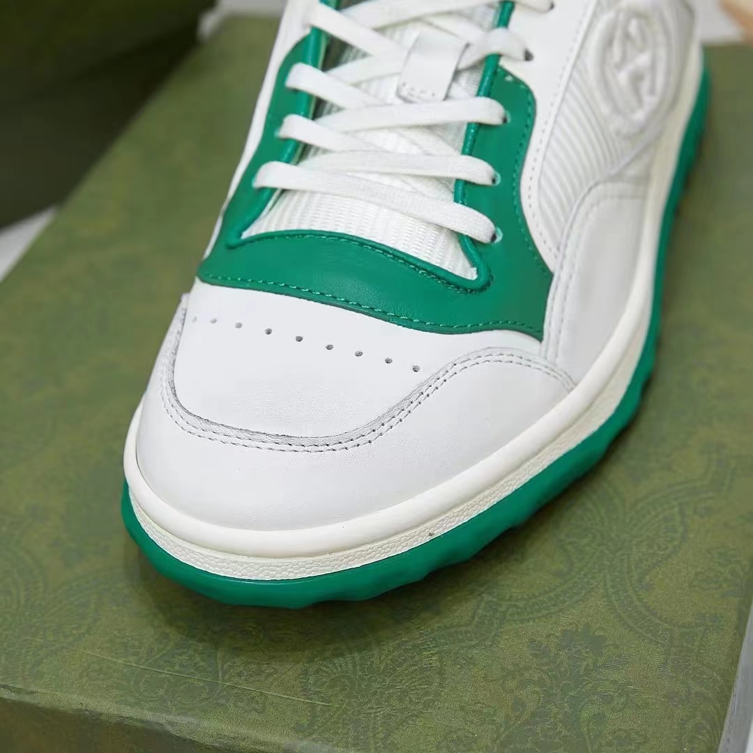 G*u*i unisex gg mac80 sneaker off white green leather round toe rubber flat