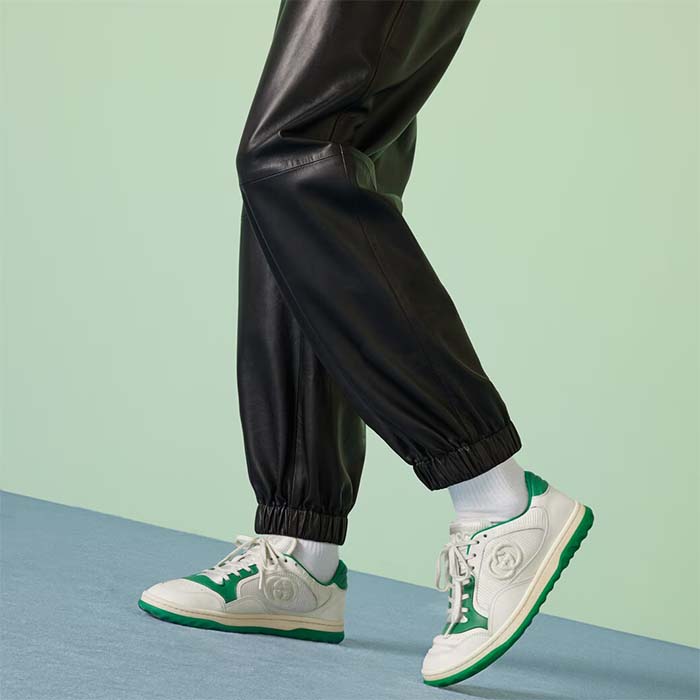 G*u*i unisex gg mac80 sneaker off white green leather round toe rubber flat