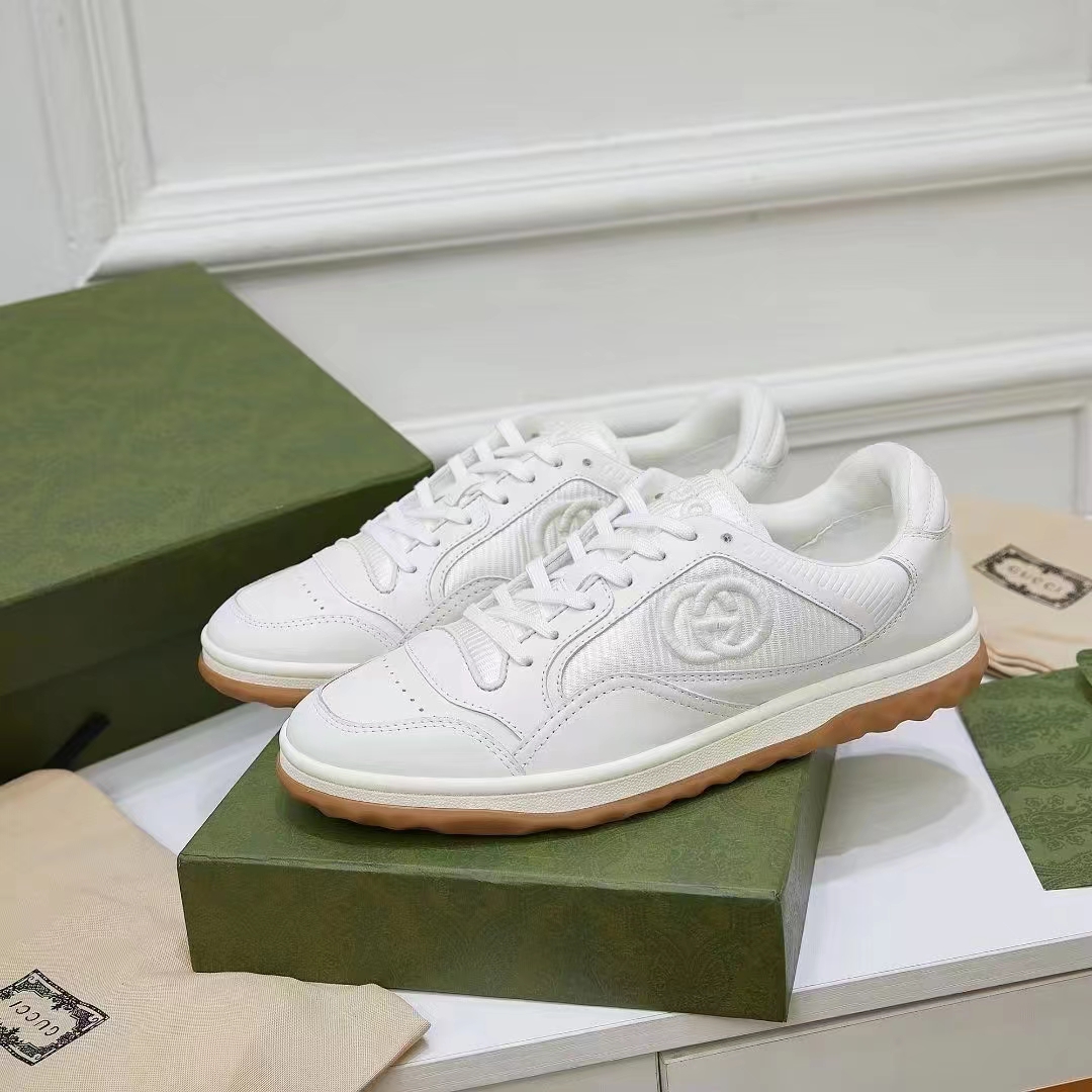 G*u*i unisex gg mac80 sneaker off white leather round toe rubber flat