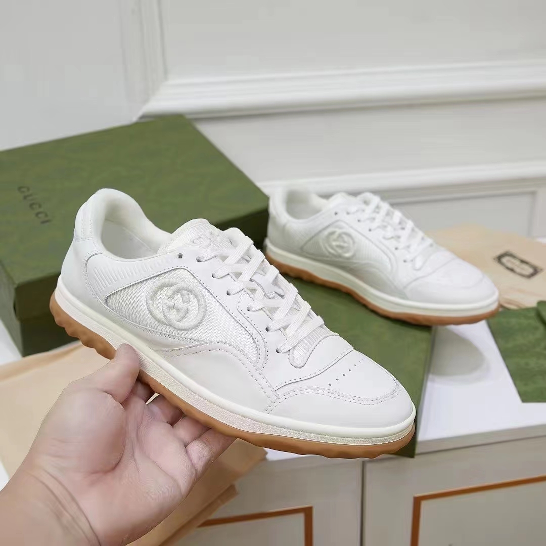 G*u*i unisex gg mac80 sneaker off white leather round toe rubber flat