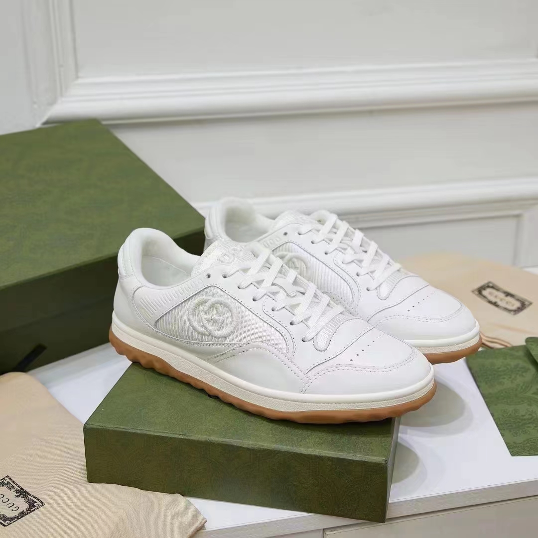 G*u*i unisex gg mac80 sneaker off white leather round toe rubber flat
