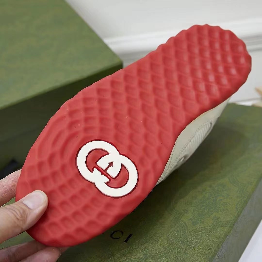 G*u*i unisex gg mac80 sneaker off white red leather round toe rubber flat