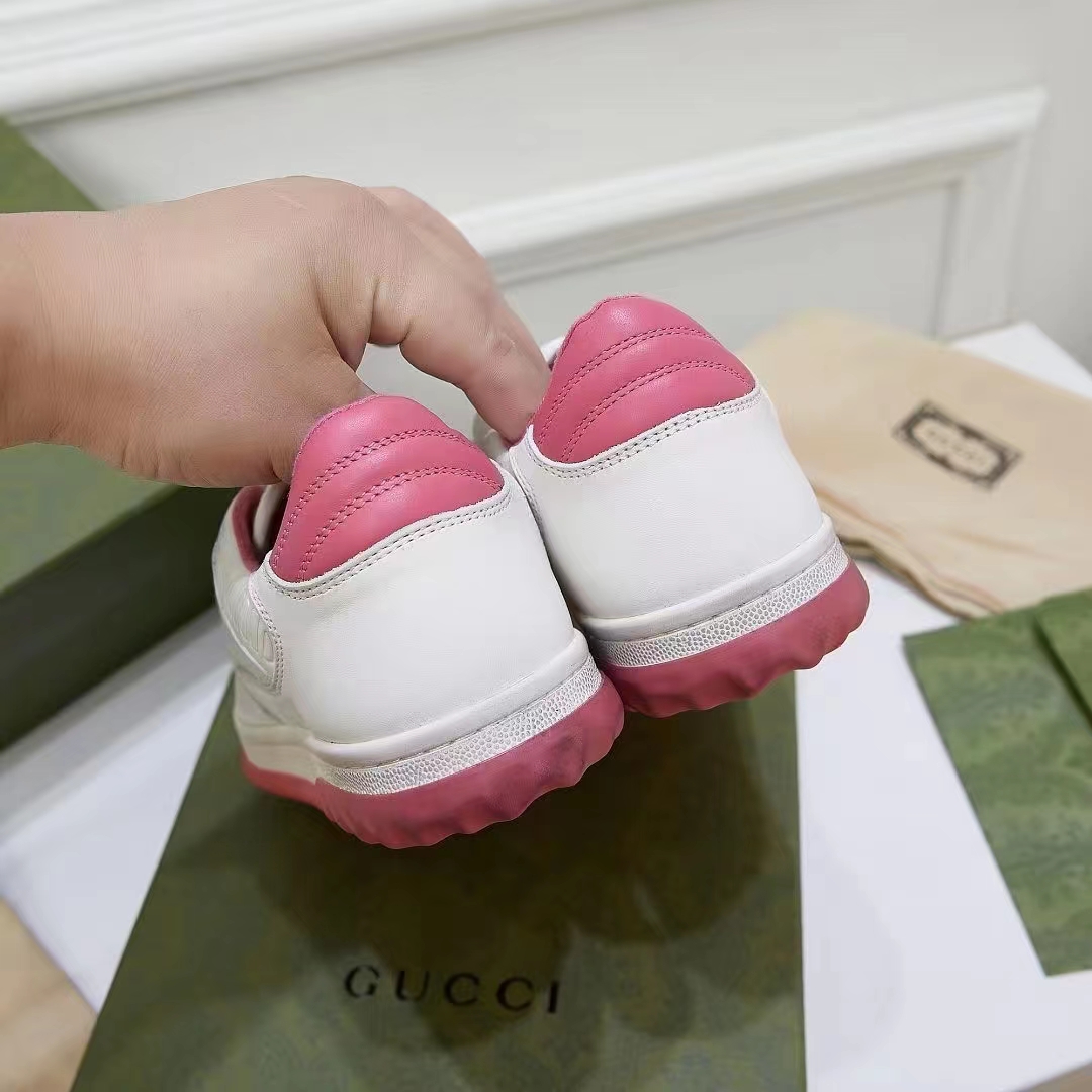 G*u*i unisex gg mac80 sneakers off white pink leather round toe rubber flat