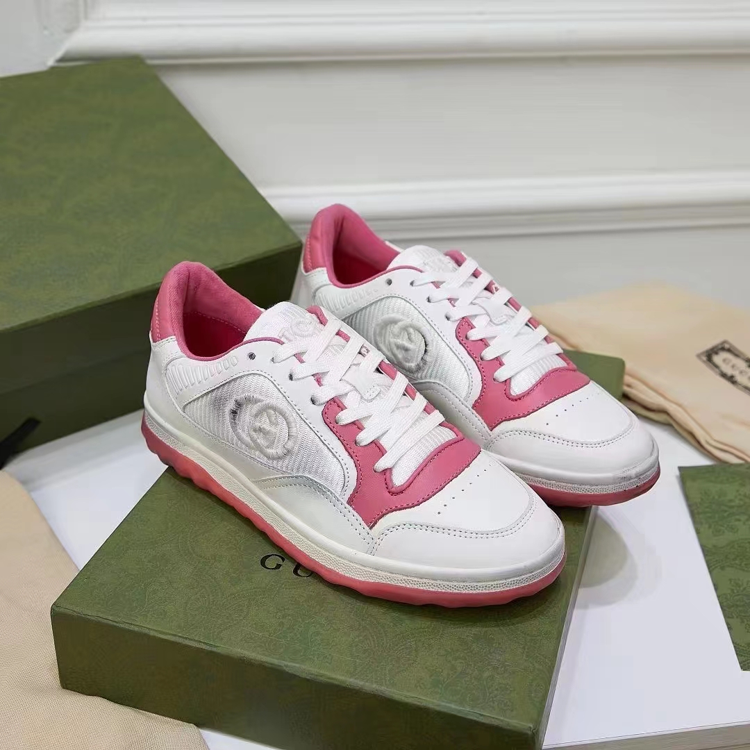 G*u*i unisex gg mac80 sneakers off white pink leather round toe rubber flat