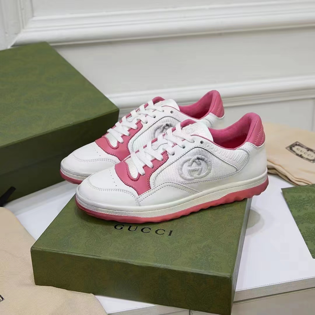G*u*i unisex gg mac80 sneakers off white pink leather round toe rubber flat