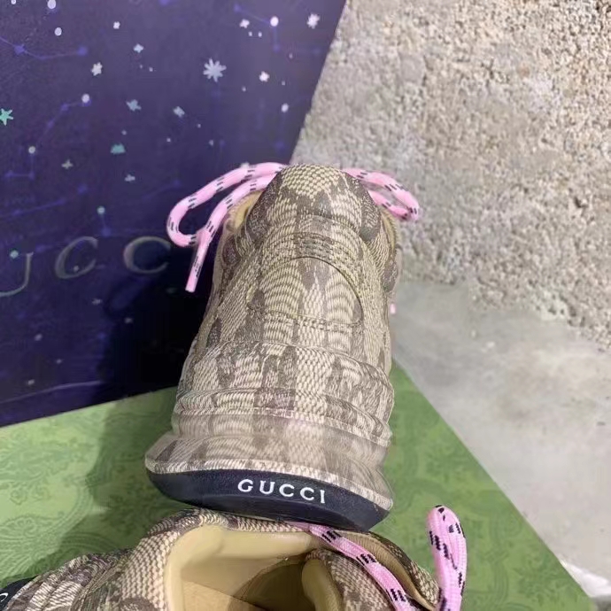 G*u*i unisex gg run sneaker beige ebony leather gg water transfer print