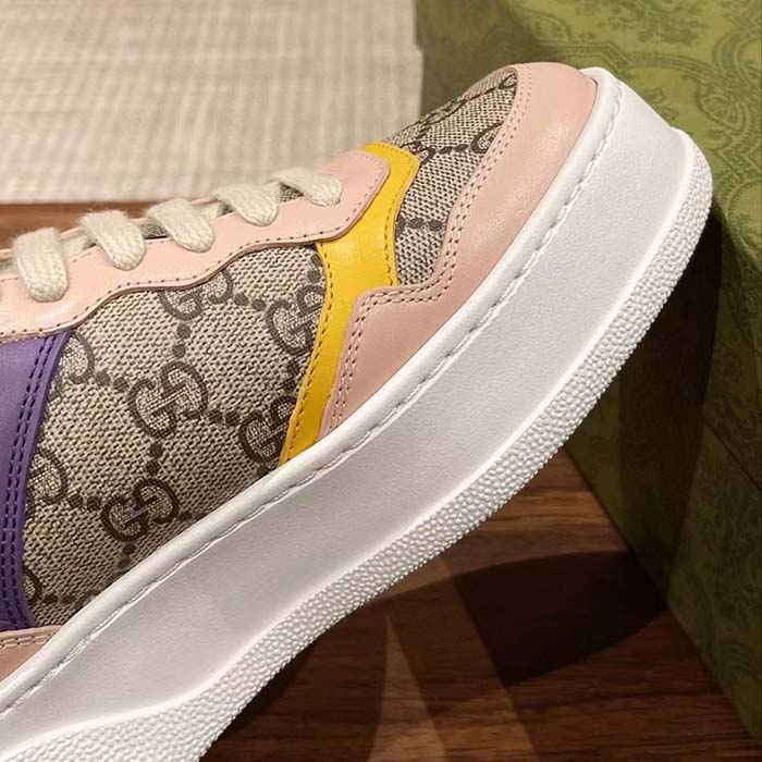 G*u*i unisex gg sneaker beige ebony gg supreme canvas mid 5.6 cm heel