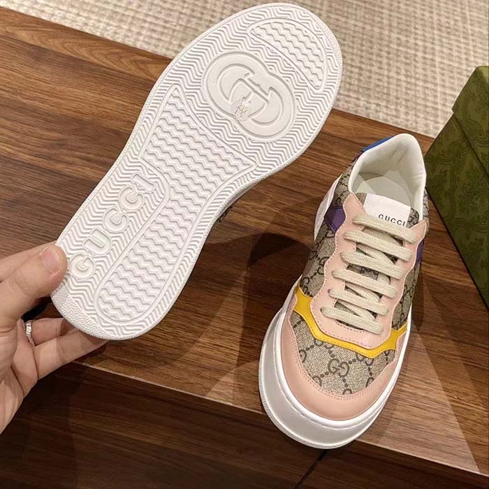 G*u*i unisex gg sneaker beige ebony gg supreme canvas mid 5.6 cm heel