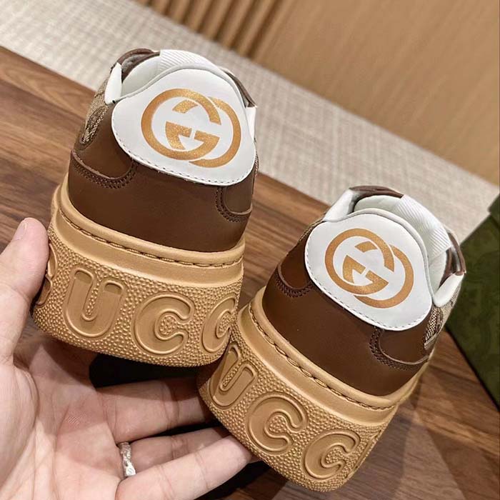 G*u*i unisex gg sneaker beige ebony orignal gg canvas lace-up closure rubber