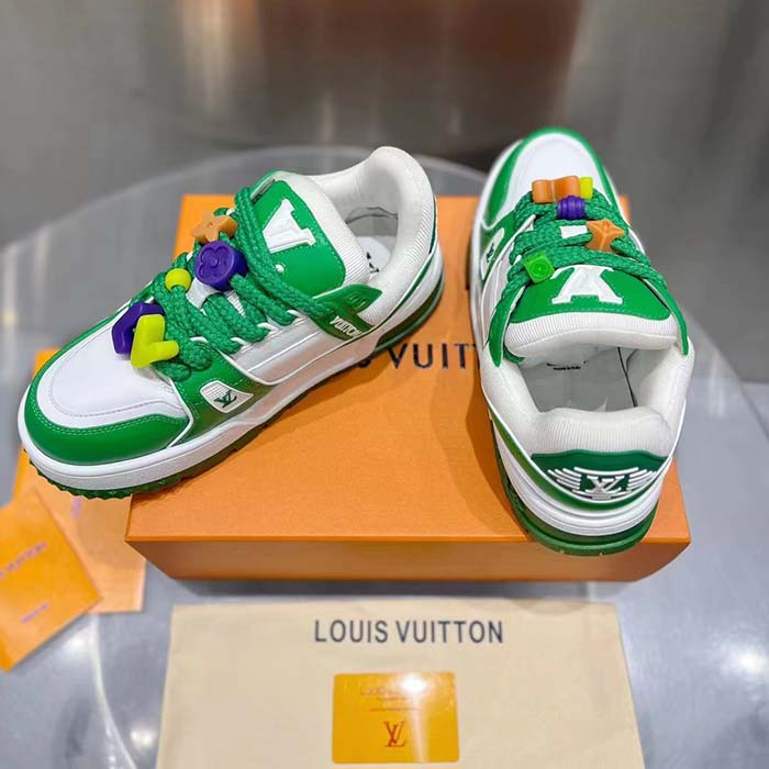 Louis Vuitton Unisex LV Trainer Maxi Sneaker Green Mix of Materials Rubber