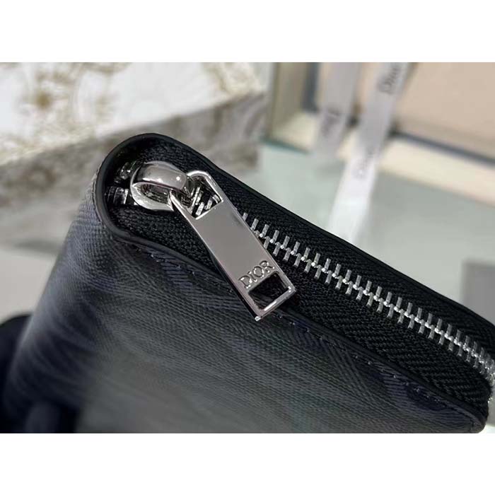 dior unisex cd zipped long wallet black cd Di*m*nd canvas