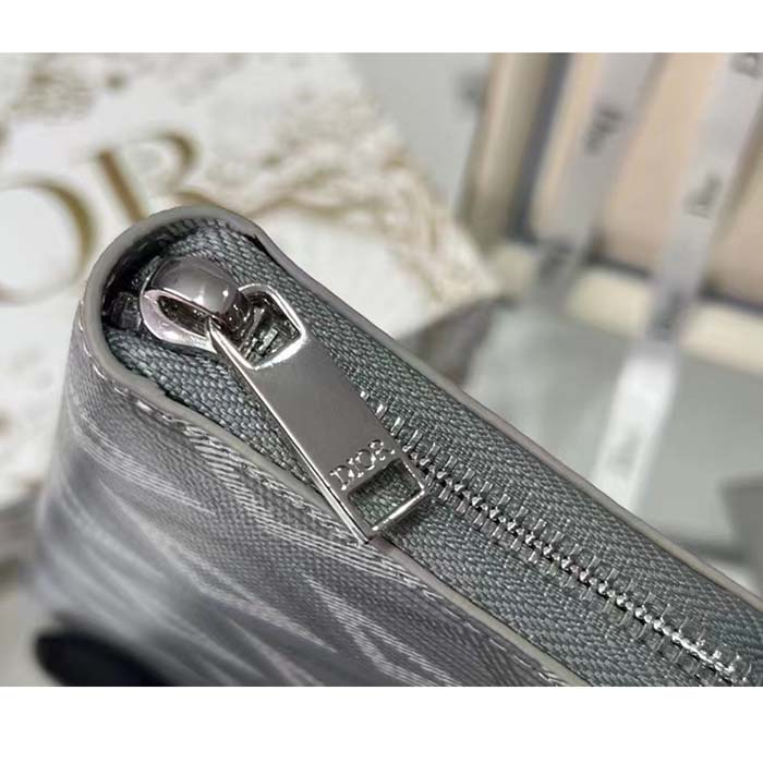 dior unisex zipped long wallet dior gray cd Di*m*nd canvas