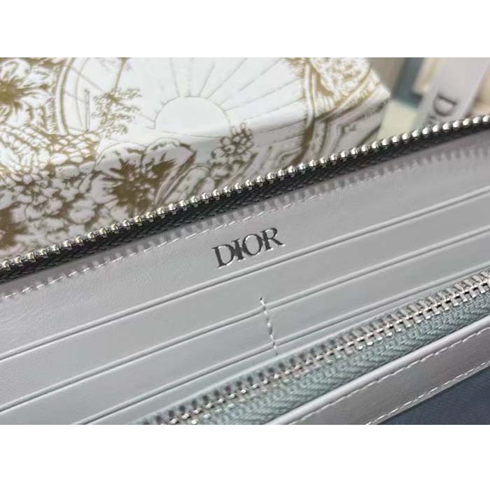 dior unisex zipped long wallet dior gray cd Di*m*nd canvas