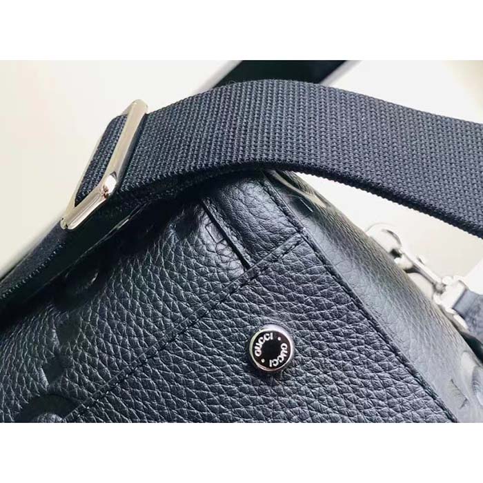G*u*i gg unisex jumbo gg small duffle bag black leather zip closure