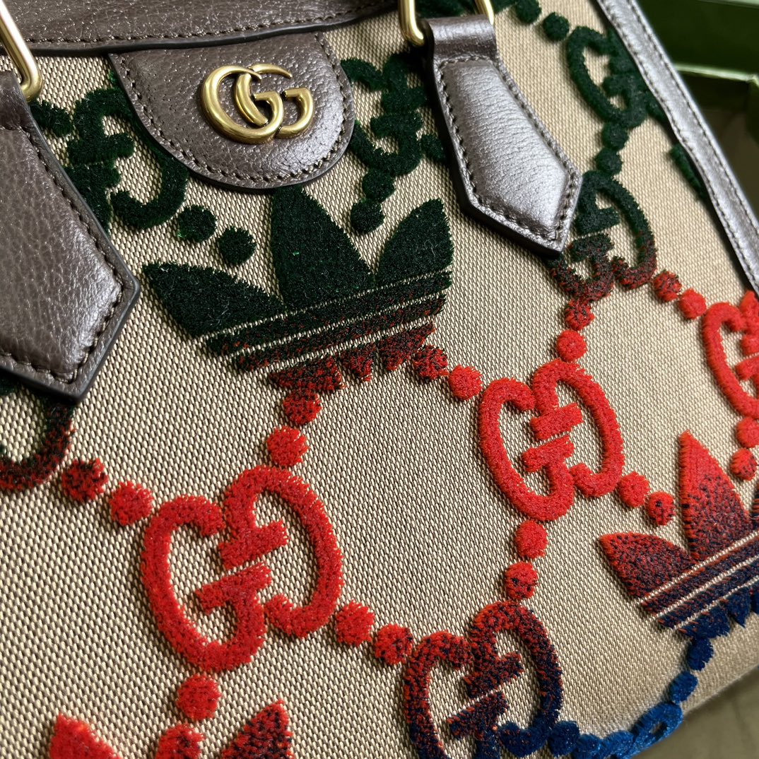 G*u*i unisex adidas x G*u*i diana medium tote bag multicolor velvet gg trefoil canvas