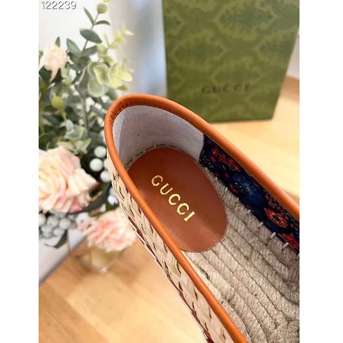 G*u*i unisex gg interlocking g espadrille natural raffia leather round