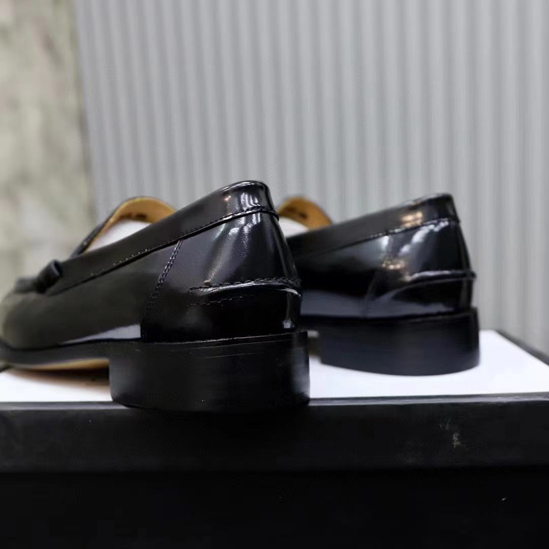 G*u*i unisex gg interlocking g loafer black leather flat 1.5 cm heel