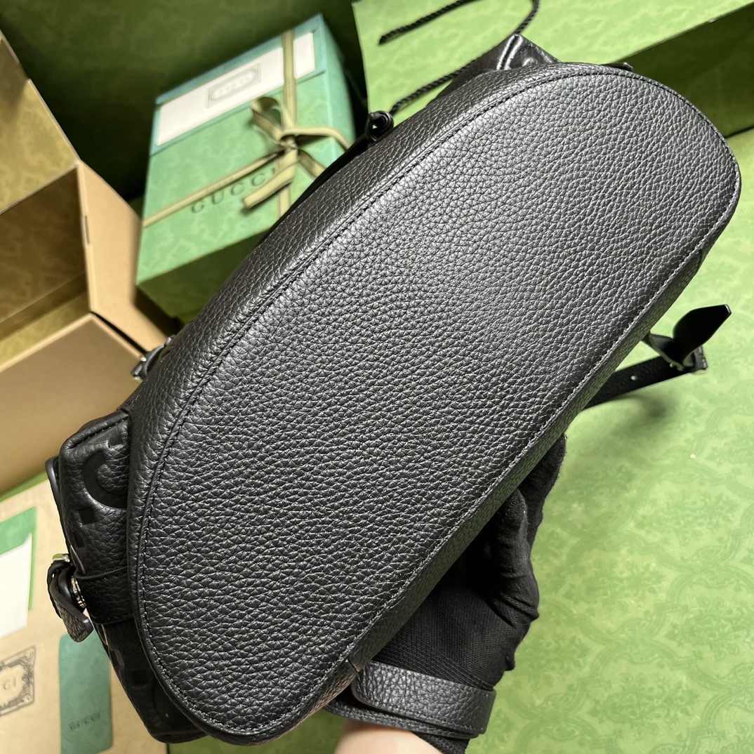 G*u*i unisex jumbo gg backpack black leather cotton linen top handle