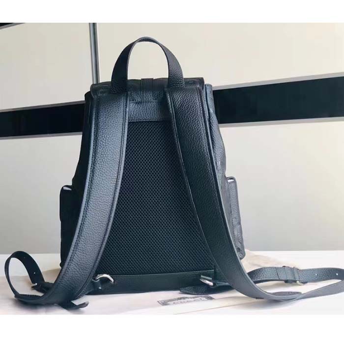 G*u*i unisex jumbo gg small backpack black leather cotton linen lining