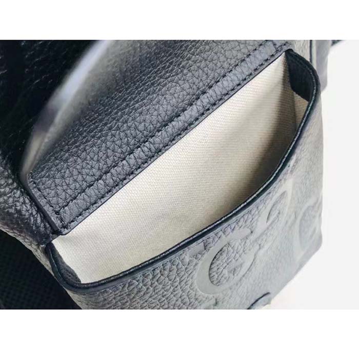 G*u*i unisex jumbo gg small backpack black leather cotton linen lining