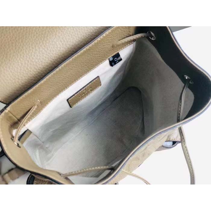 G*u*i unisex jumbo gg small backpack taupe leather cotton linen lining