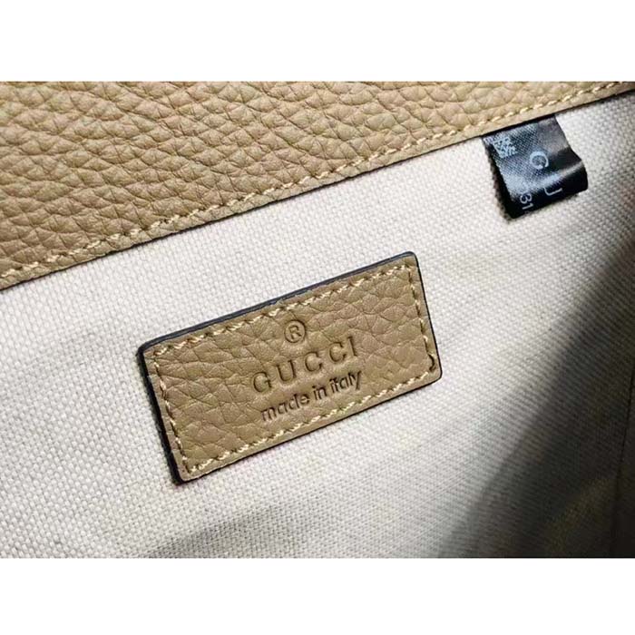 G*u*i unisex jumbo gg small backpack taupe leather cotton linen lining