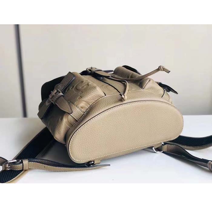 G*u*i unisex jumbo gg small backpack taupe leather cotton linen lining