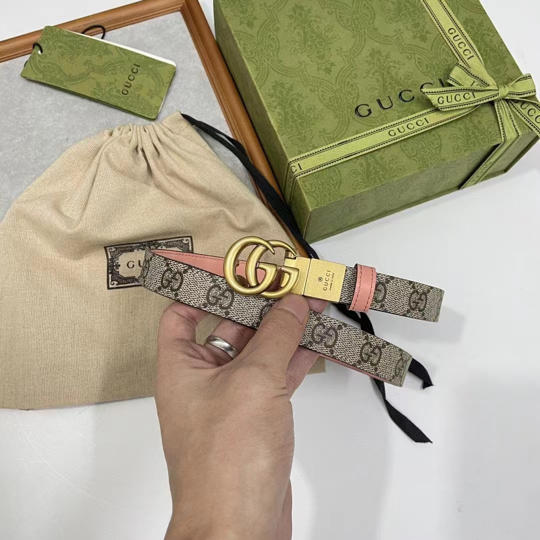 G*u*i unisex marmont reversible thin belt beige ebony gg supreme canvas