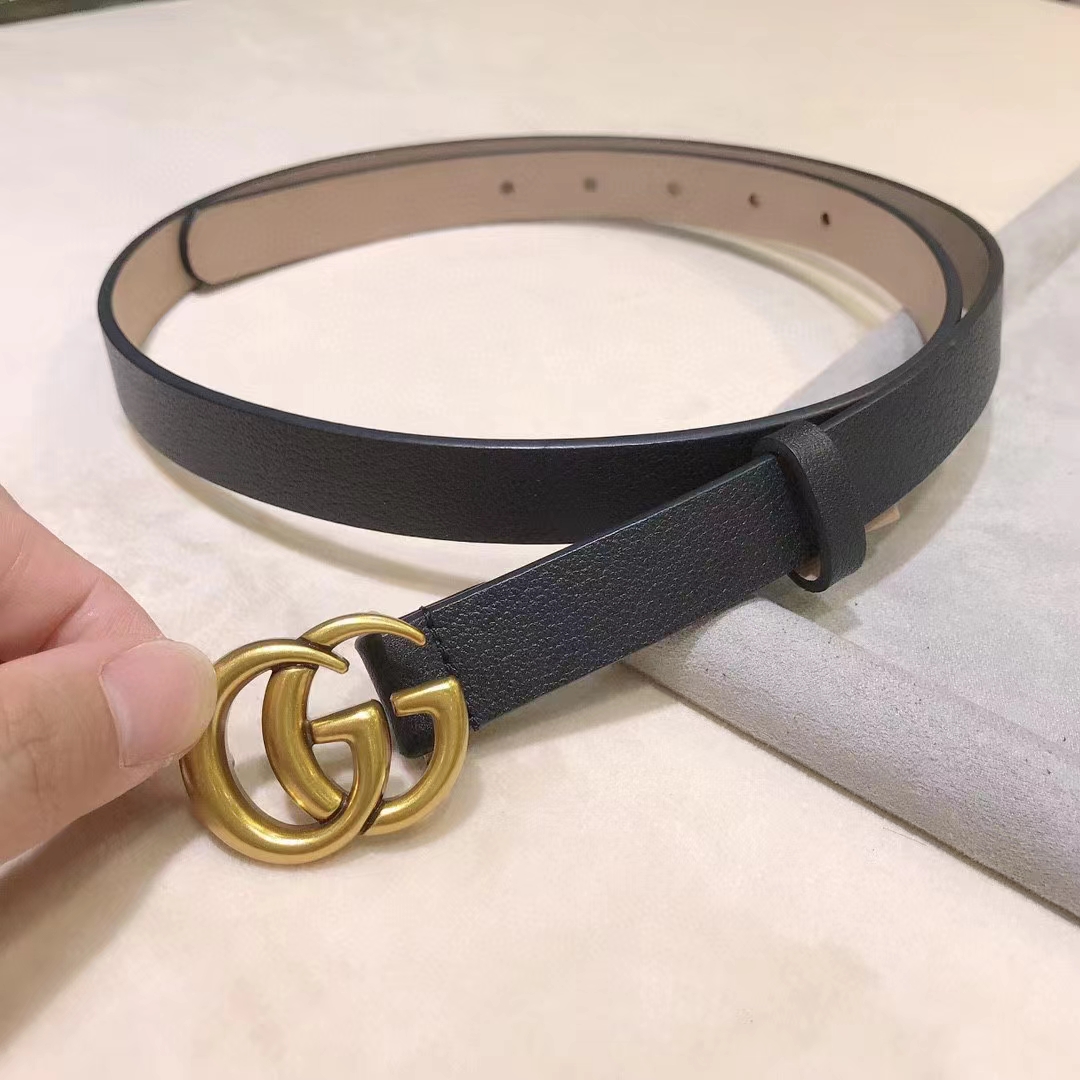G*u*i unisex marmont reversible thin belt black leather double g buckle