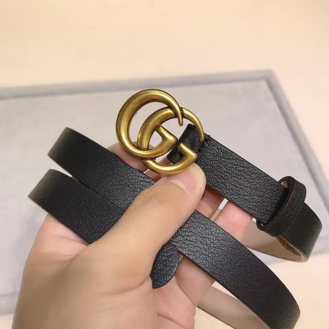 G*u*i unisex marmont reversible thin belt black leather double g buckle