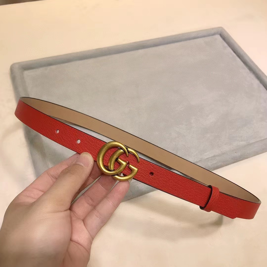 G*u*i unisex marmont reversible thin belt red leather double g buckle