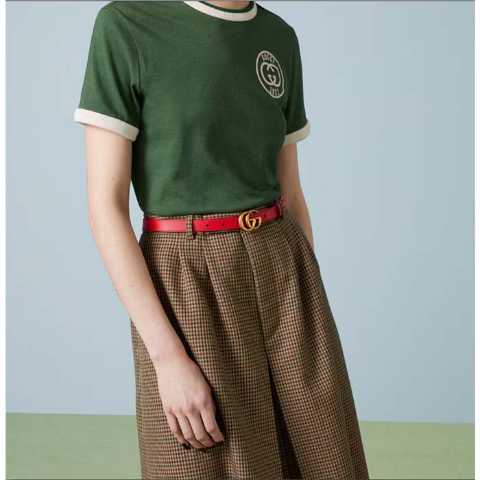 G*u*i unisex marmont reversible thin belt red leather double g buckle