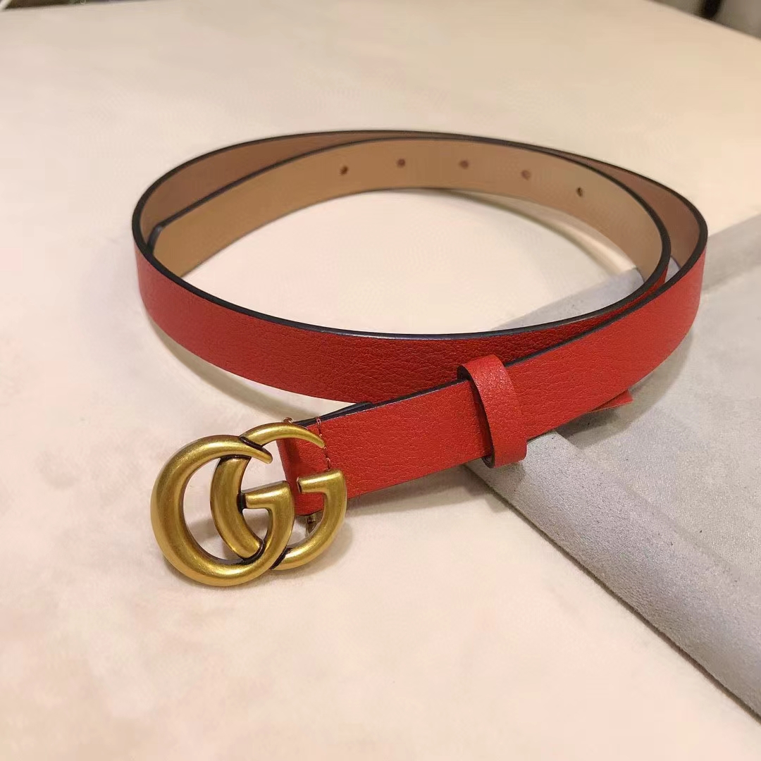 G*u*i unisex marmont reversible thin belt red leather double g buckle